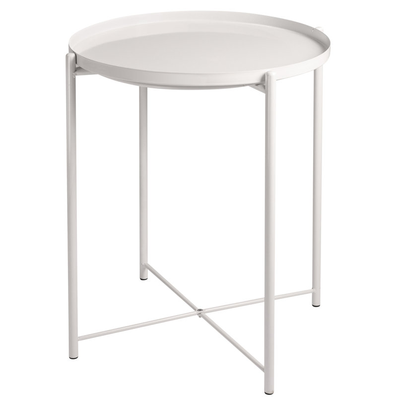 Iron Tray Top End Table, White