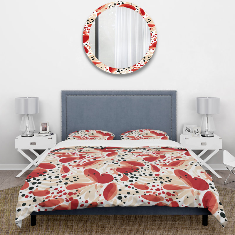 Literie à pois rouges et blancs II, Housse de couette simple + 1 taie décorative stan