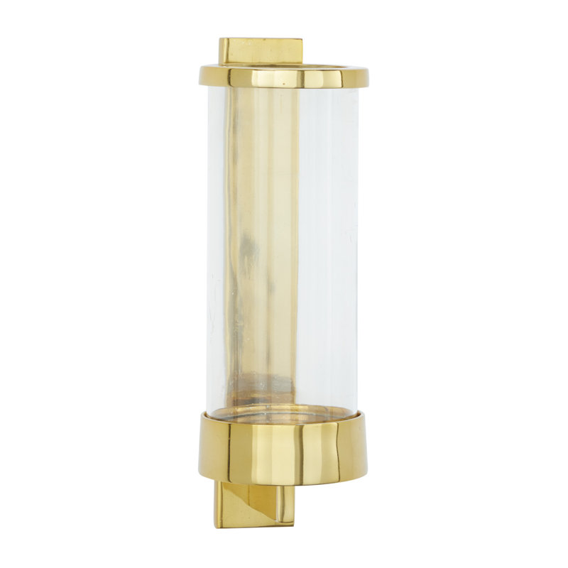 Aluminum Metal Single Candle Indoor Outdoor Wall Sconce, Gold