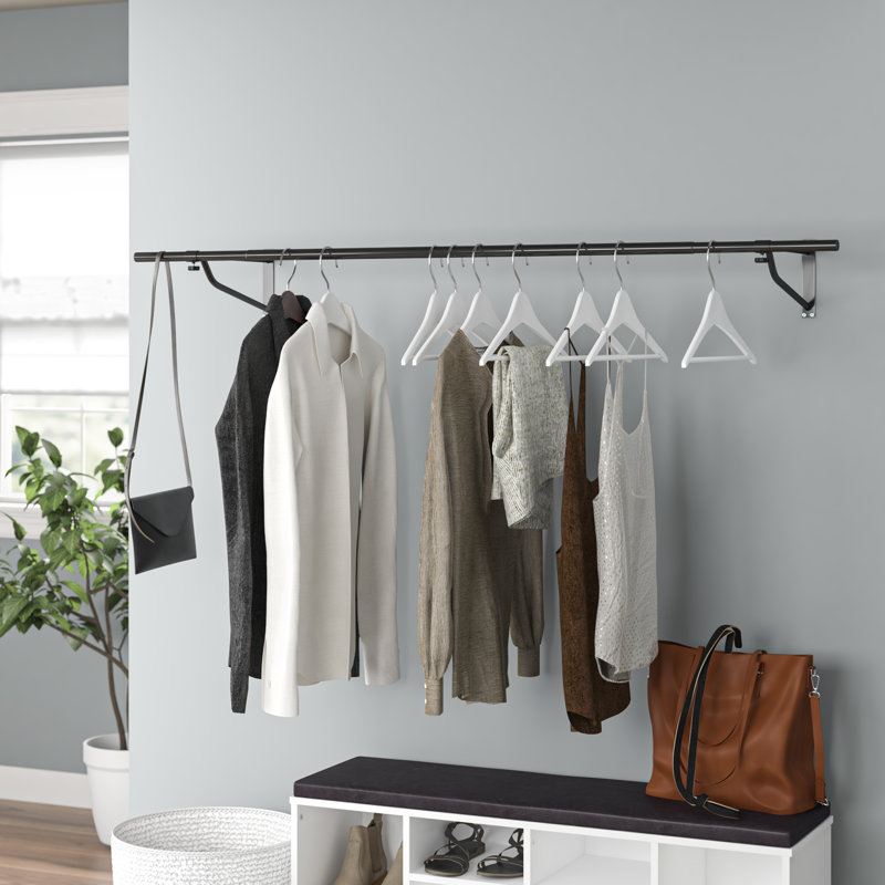 150 cm Wide Wall Mountable Garment Wardrobe Rail 5ft