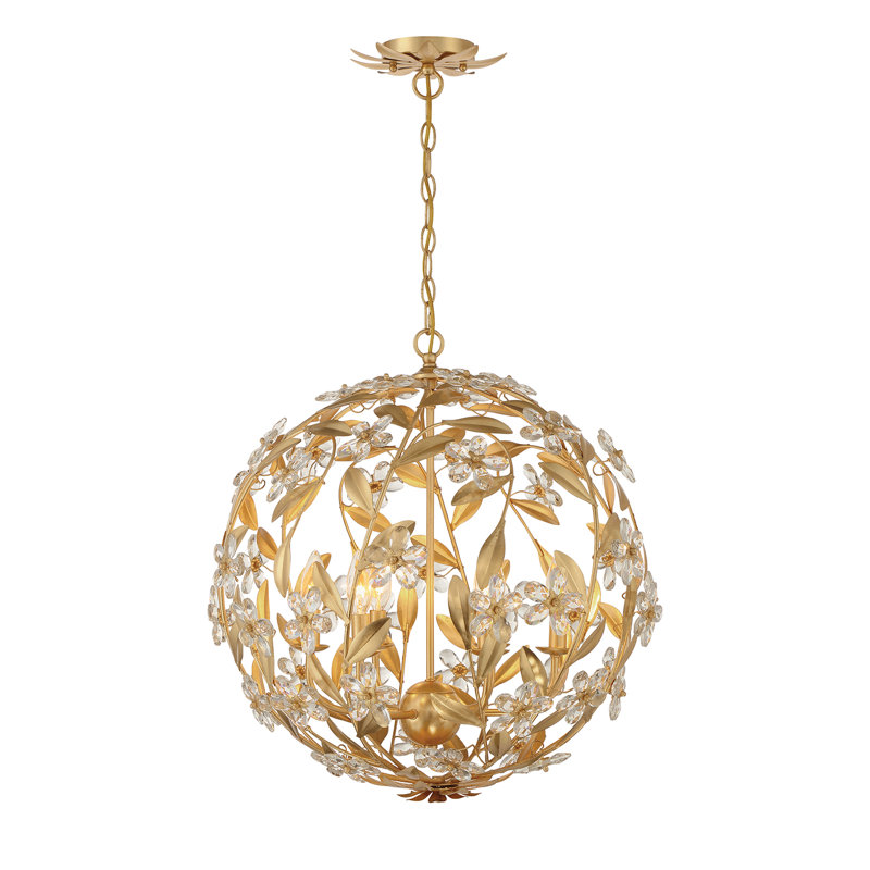 Luminaire suspendu antique 6 lumières Meyah, Doré