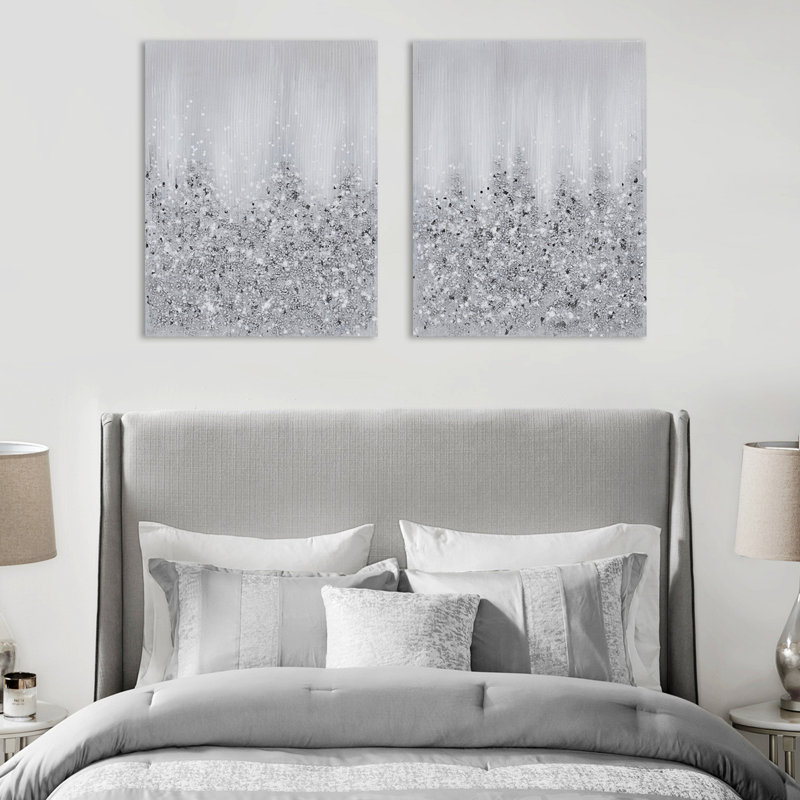 Ensemble d'art mural sur toile 2 pièces, Argent argent