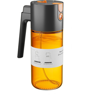Vaporisateur et distributeur d'huile 500 ml en verre foncé - Mister 2 en 1 rechargeable pour la cuisson, le barbecue et la salade