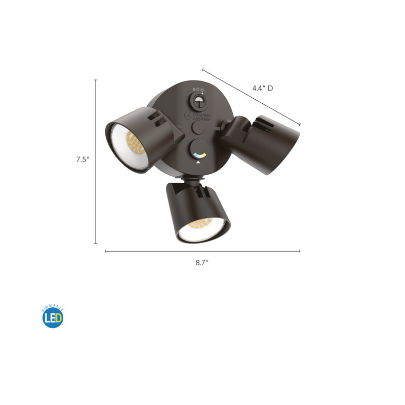 Dark Bronze Industrial LED Security Floodlight with Adjustable Heads
