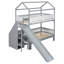 Lit superposé en bois en forme de maison avec glissière et escalier de rangement, cadre de lit simple, simple et double, gris et blanc-130154245