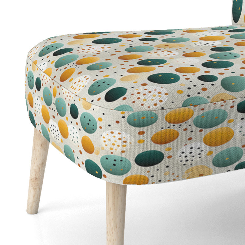 Urban Oasis Polka Dots Pattern - Upholstered Modern Side Chair, Polka Dots Accent Chair, Gold/Teal