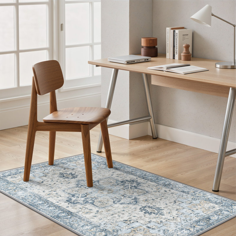 Tapis de chaise de bureau 30 po x 48 po, sous-tapis, lavable à la machine, H 0,2 po x l 30 po x P 48 po, Bleu / Beige