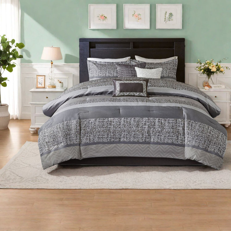 Ensembles de literie luxueux en polyester, style transitionnel jacquard pour la maison