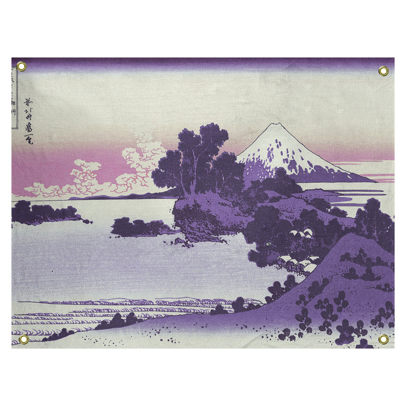 Tapisserie murale de la plage de Sagami à shichiri, H 60,5 po x l 51,5 po, Mauve/blanc