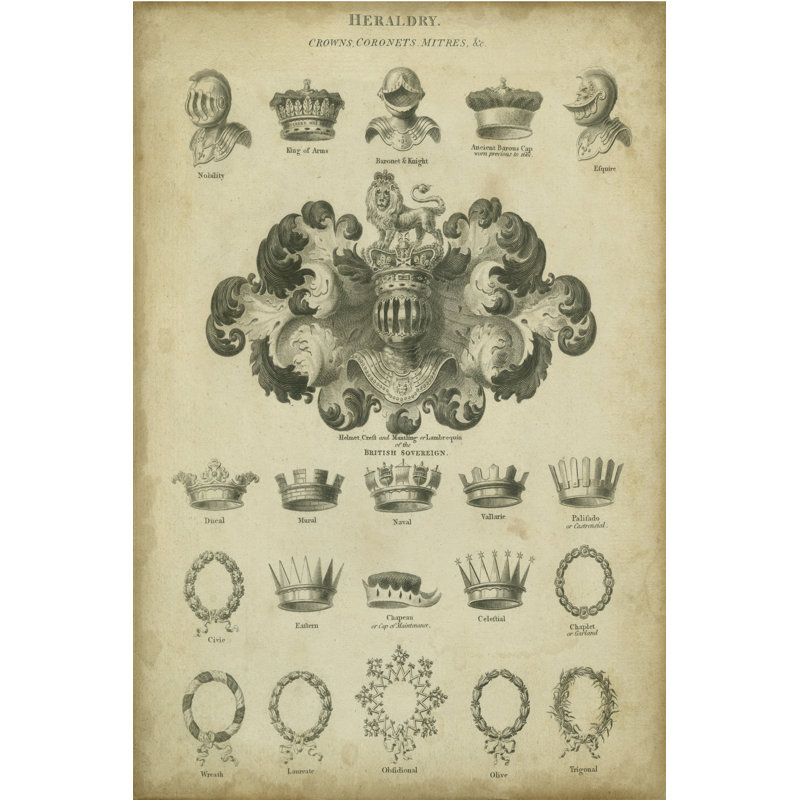 Heraldic Crowns & Coronets I by Ingrid Blixt - Wrapped Canvas Print, 46cm H x 30cm W 