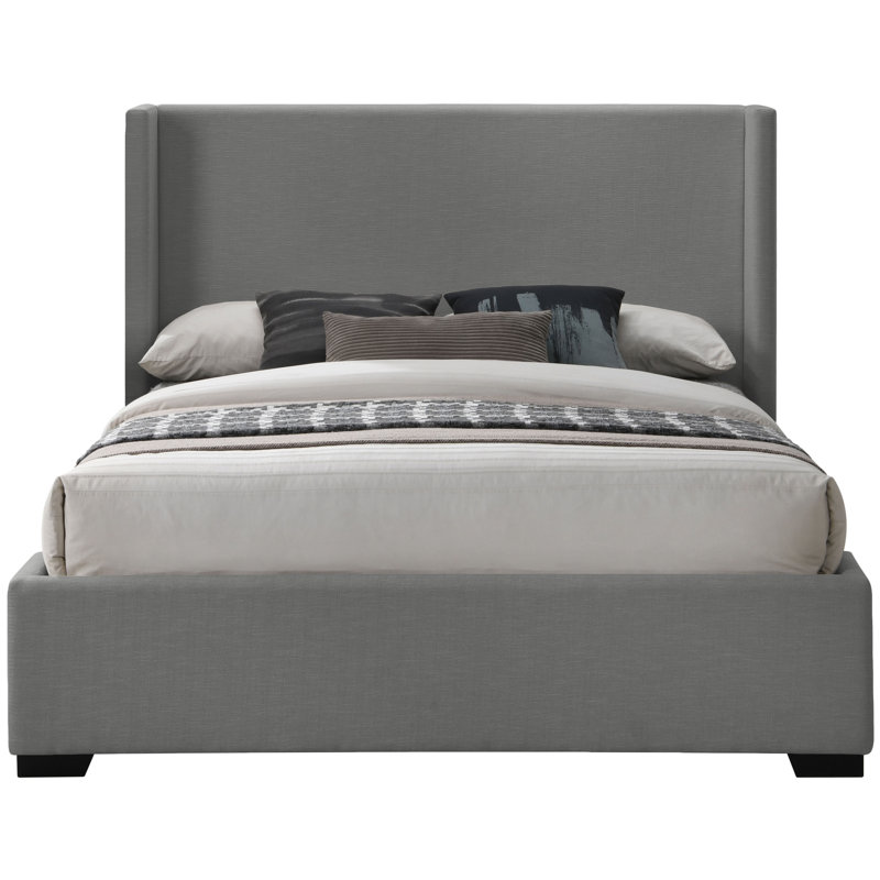 Oxford Tachani Upholstered Platform Bed, Grey Linen Textured Fabric, King