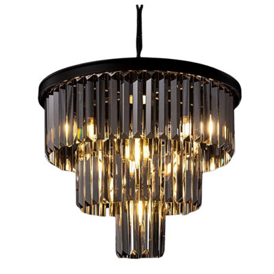Allysha Black Crystal Chandelier-Retro Ceiling Light-Pendant Light Fixture