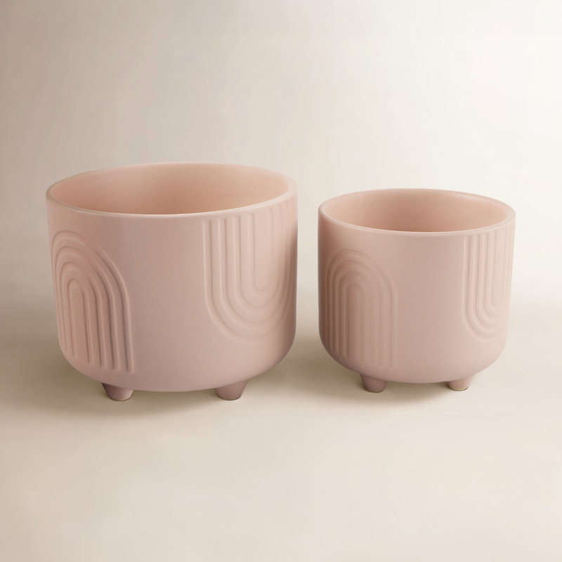 Ensemble de pots à fleurs en céramique 2 pièces Martha, Pêche mat