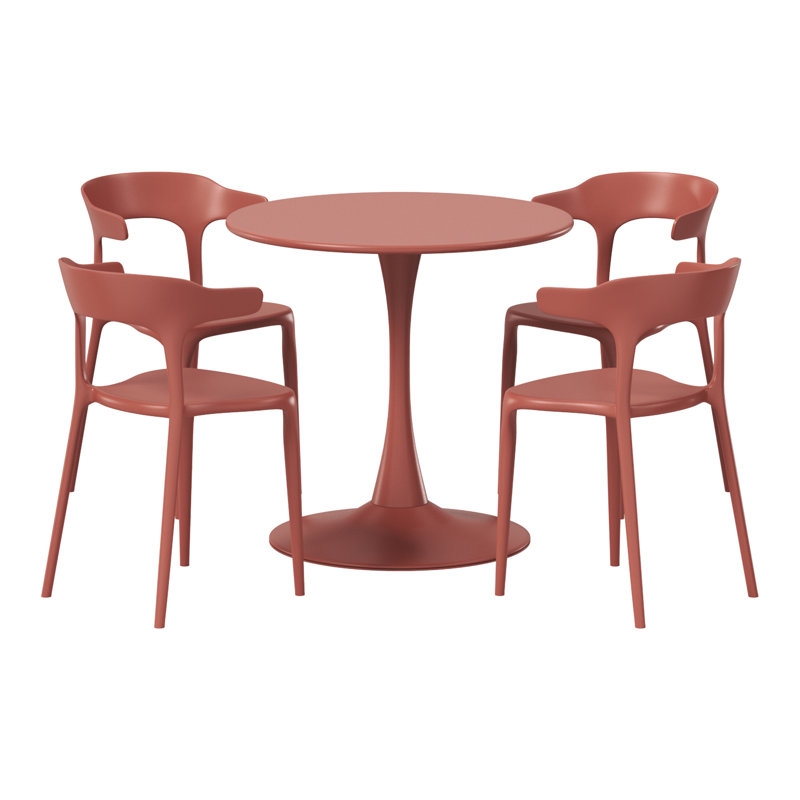 Ensemble repas extérieur pour 4 personnes, Rouge