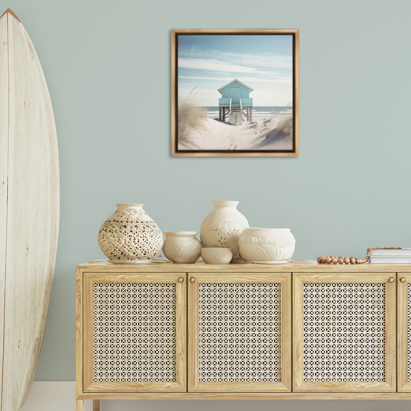«Coastal Lookout Hut», art mural encadré flottant par Irena Orlov, Cadre flottant orme Montalcino, H 25 po x l 25 po