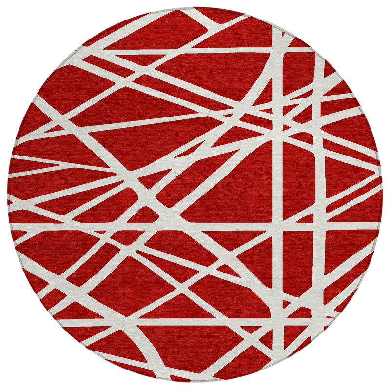 Zephina Red Washable Indoor-Outdoor Rug - , 8' x 8'
