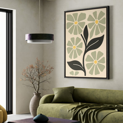 Art mural encadré, impressions murales abstraites rétro pour chambre à coucher - 24 po x 36 po