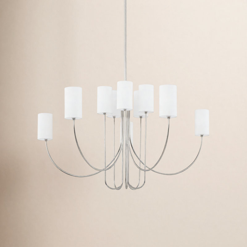 10 - Light Metal Chandelier, Polished Nickel