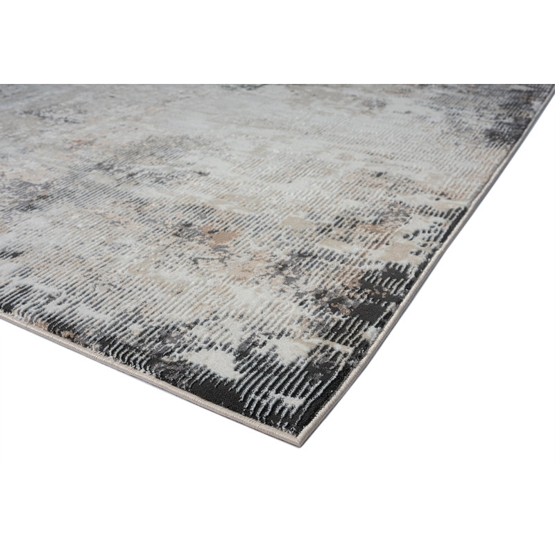 Tapis abstrait beige / gris Adamari, Rectangle 5 pi 1 po x 7 pi 6 po