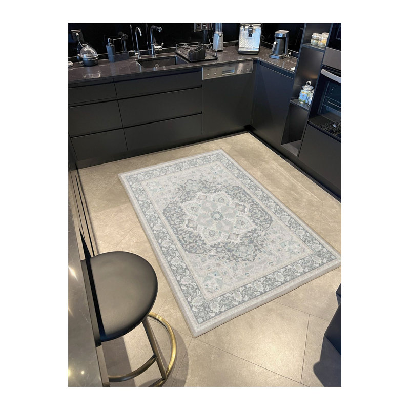 Tapis gris lavable à la machine, Tapis de couloir 4 pi 11 po x 9 pi 10 po