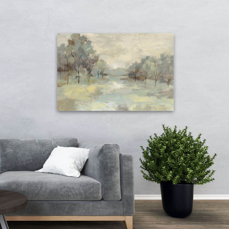 Paysage scénique - brun, gris, vert, gris, H 48 po x l 32 po