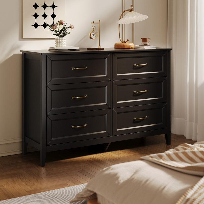 Commode double 6 tiroirs, Noir