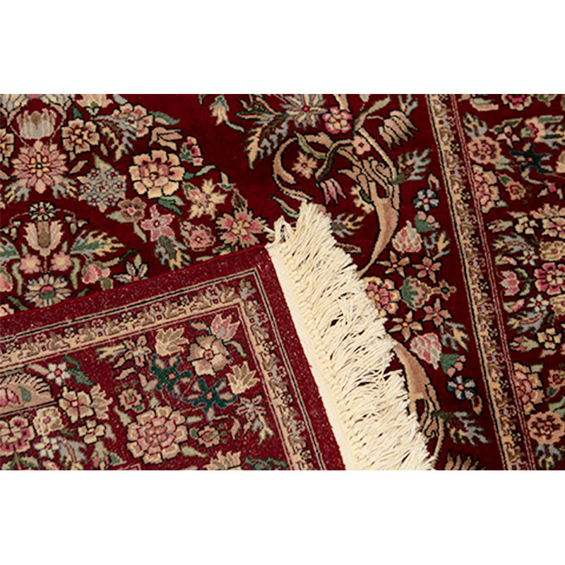Tapis beige et vin de haute qualité noué à la main