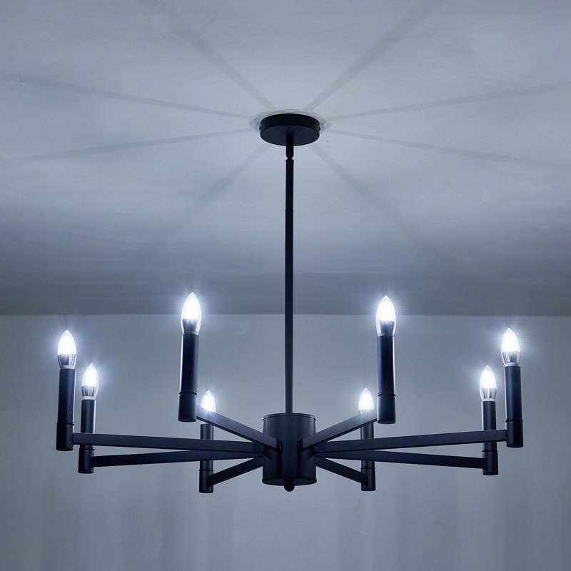 Lustre à 8 lumières Sandina, Noir