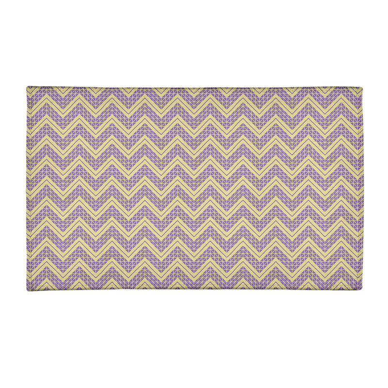Tapis mauve/jaune à chevrons à main, Rectangle 3 pi x 5 pi