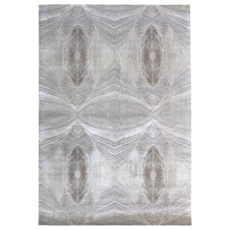 Tapis beige nouvel âge noué à la main de conception unique 5 pi 7 po x 8 pi Prism