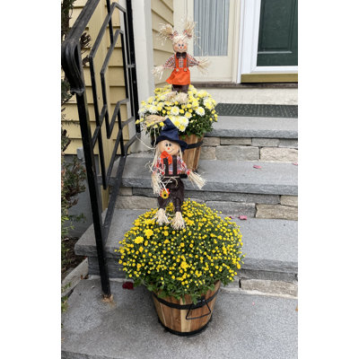 Ensemble de 2 épouvantails de récolte 15 po sur bâton 9 po