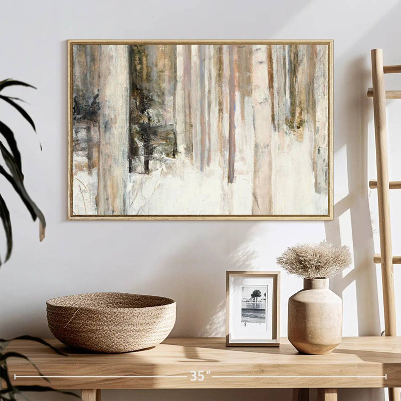 Lumière chaude d'hiver II, Cadre flottant en bois naturel, 25 po x 17 po