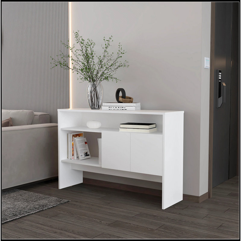 Console blanche avec deux portes, Blanc