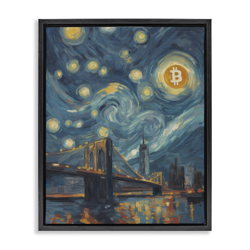 Cadre flottant iconique Blockchain Moonlight, design par Svetlana Aleynikova, Cadre flottant noir de jais, H 21 po x l 17 po