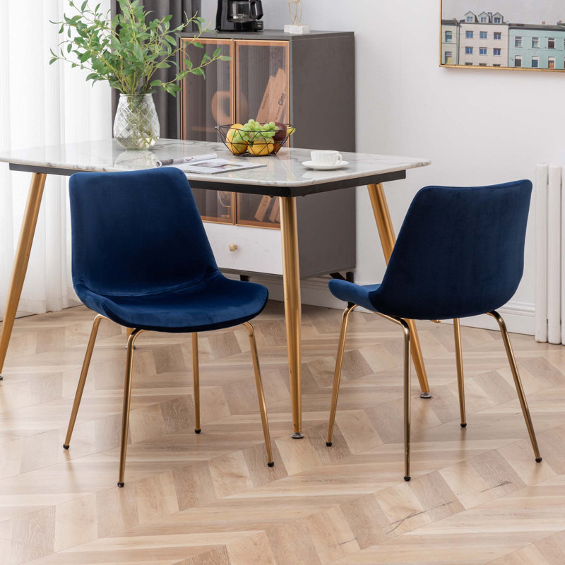 Chaise de salle à manger en velours, Bleu