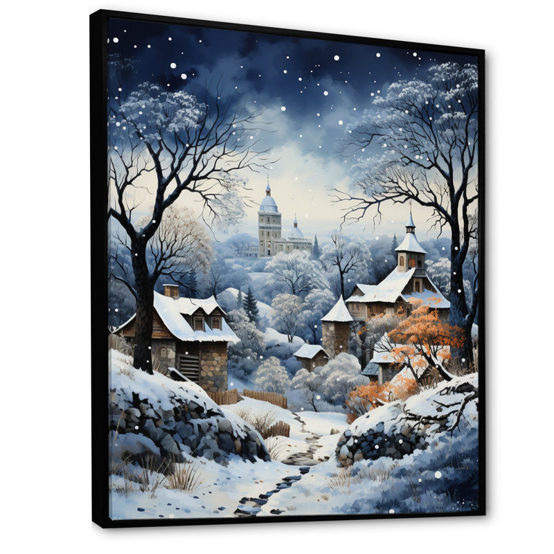 Harmonie du village d'hiver I - impression, H 40 po x l 30 po x P 1,5 po, Cadre flottant noir