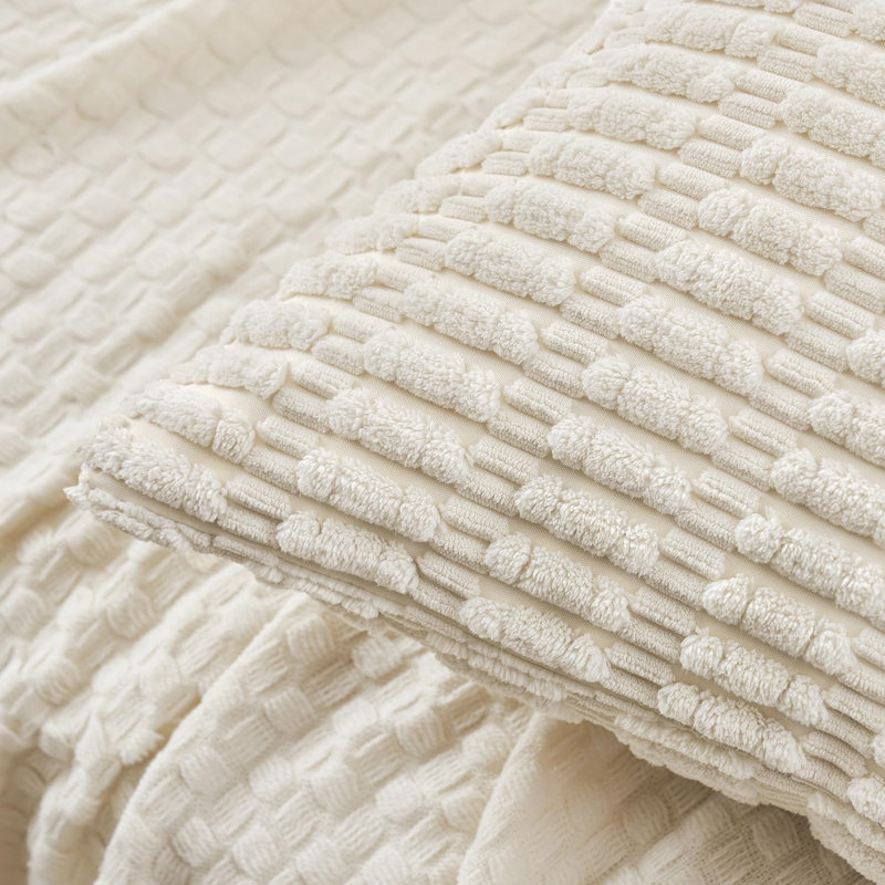 Striped Square Cushion Cover, Cream White