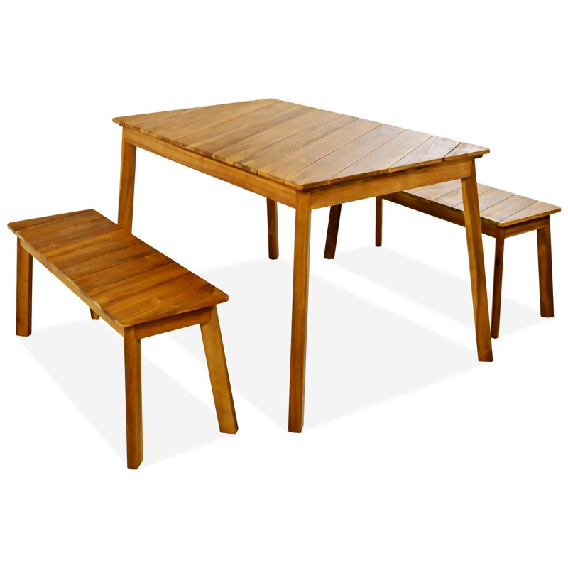 Jadviga 4 - Person Acacia Patio Dining Set with Rectangular Table