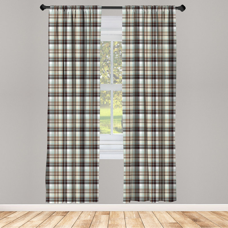 Plaid Semi-Sheer Rod Pocket Curtain Panels, 28" x 95"