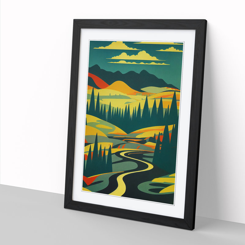 Spring Landscape Art Deco Vol.2 1 Piece Single Picture Frame Wall Art, 34cm H x 25cm W x 2cm D, Black