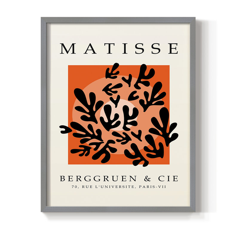 Matisse CXLV, reproduction encadrée - bois massif, Gris, H 10 po x l 8 po
