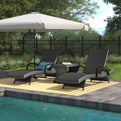 Billur Reclining Chaise Lounge Set with Table