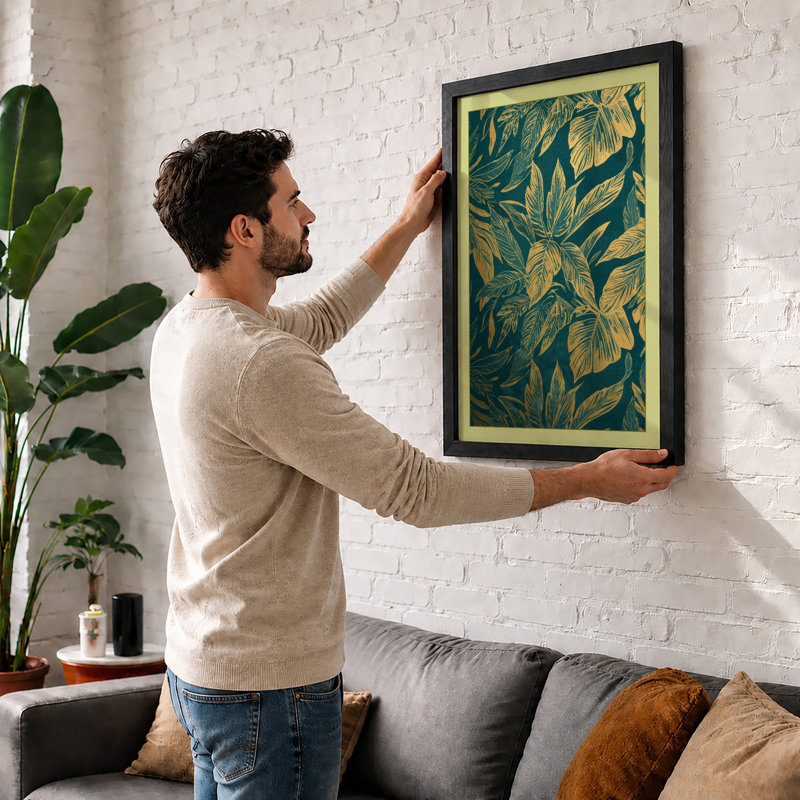 Golden Garden Botanical - Framed Print, A2 - 59.4 x 42.0 cm, White