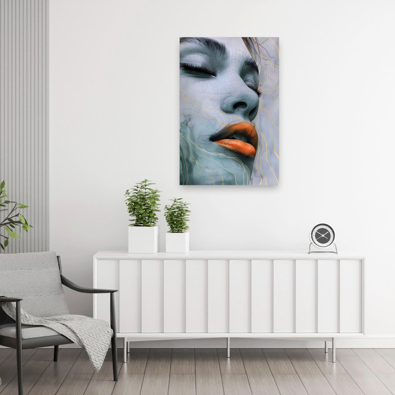 «Dreamy Orange Lips Elegant Contemporary», art mural, 36" H x 24" W