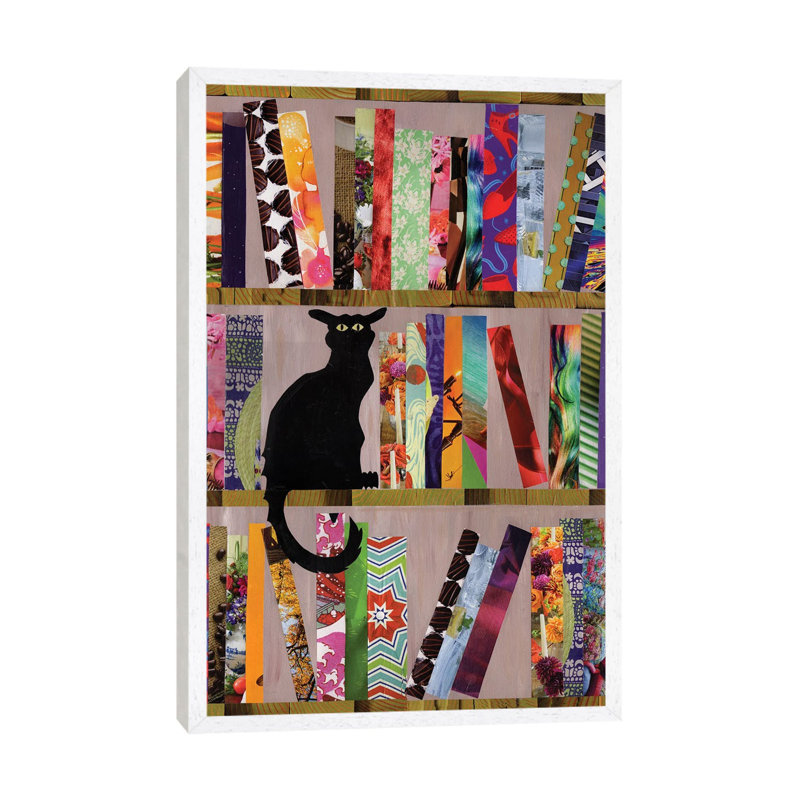 Bookcat 1 Piece Wrapped Canvas Wall Art, 66.04 cm H x 45.72 cm W, White Framed