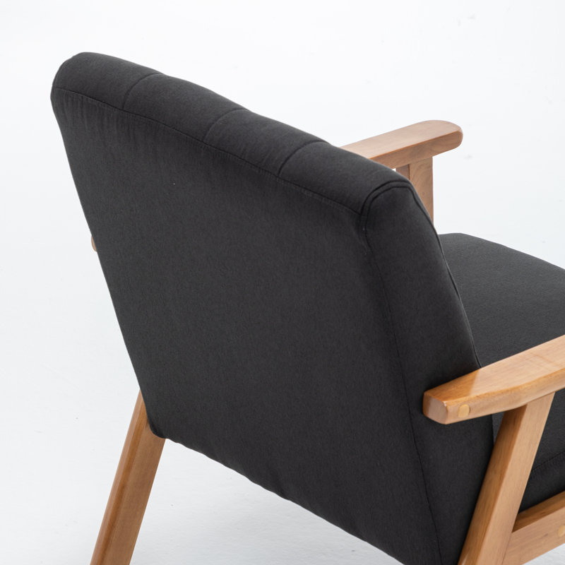 Fauteuil rembourré en bois massif de style nordique, Noir