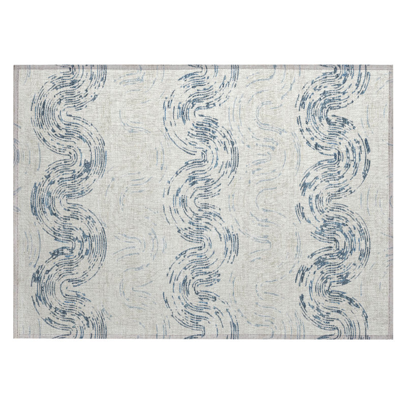 Machine Washable Indoor/Outdoor Chantille ACN2461 Spiral Rug, 1'8" x 2'6", Ivory