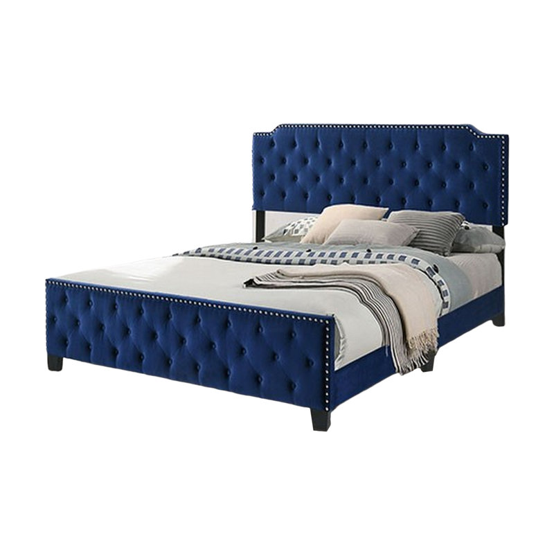 Agapi Solid Wood Bed, Blue