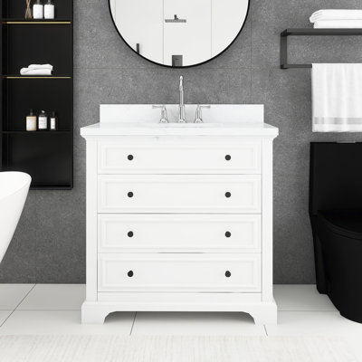 Richette 36'' Free Standing Single Bathroom Vanity with Engineered Marble Top -  Winston Porter, F1A79361649B4C54A462FBFC2B2CD4B2