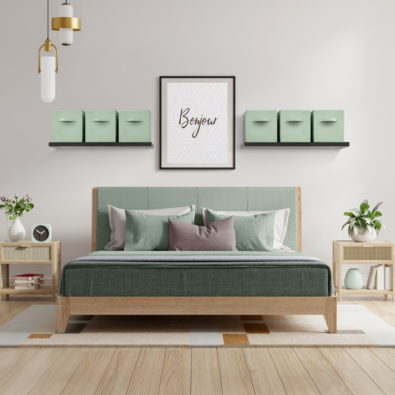 Ensemble de 6 cubes de rangement pliables de 13 pouces avec poignée Sorbus - pour organiser la maison, les tablettes, la chambre de bébé, la salle de jeux, le placard et plus, vert sauge